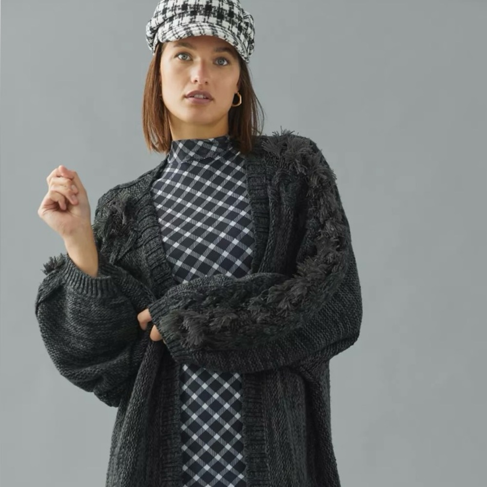 Anthropologie Braided Sleeve Cardigan